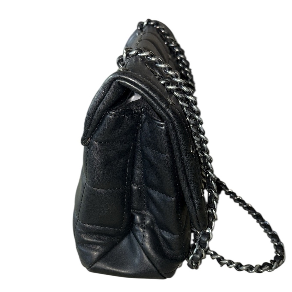 Aldo Olelirin Black Quilted Vegan Leather Silver Studded Crossbody Shoulder Bag - Picture 10 of 16